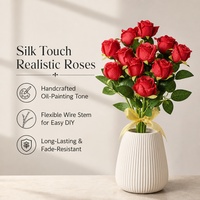 Rose artificielle en soie à tige unique, style minimaliste, centre de table de mariage pour la décoration intérieure et extérieure - Aspect réaliste
