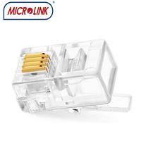 Connecteur rj11 mâle de câble de téléphone, Cat3 modulaire 6p4c, 2 pièces, prise rj45
