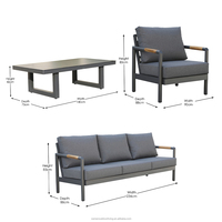 OSMEN Tamarama Ensemble de 4 canapés de salon modernes et durables pour l'extérieur avec accoudoirs en teck pour salon et cour