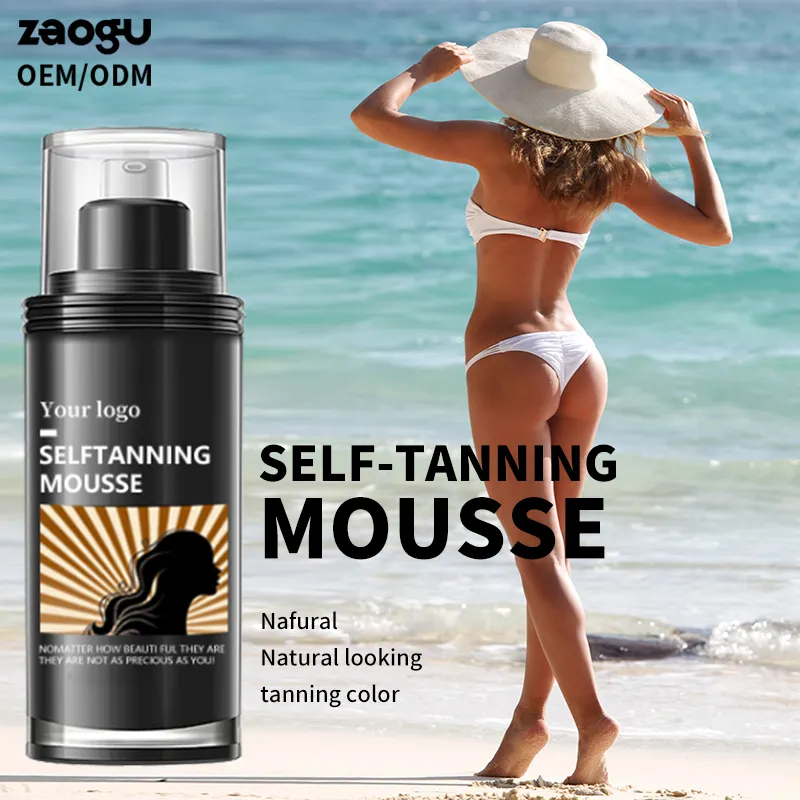 OEM özel etiket yüksek kalite anında güneşsiz kendinden bronzlaşma Mousse köpük sprey bronzlaşma Mous öz Tanner doğal vücut