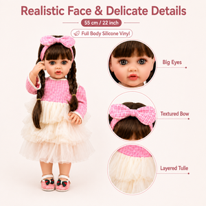 Nouvelle poupée reborn intelligente de 22 pouces, corps entier en silicone vinyle, réaliste, bébé <span class=keywords><strong>fille</strong></span> parlante, poupée reborn de 55 cm - Product Image 4