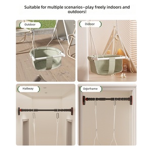 Balançoire suspendue en toile pour bébé et tout-petit, pour intérieur et extérieur, avec siège réglable, corde antidérapante et fixation sans perçage sur barre de traction - Product Image 2