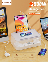 LDNIO SN5310W Regleta de Viaje Eléctrica con 5 Tomas de Corriente EU/UK, Extensión Universal con Puerto USB y Protector de Sobretensión