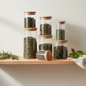 300ml 800ml Borosilicate Bamboo Lid Large Glass Storage Jars <b>Set</b> Glass <b>Sugar</b> <b>Coffee</b> <b>Tea</b> Canister With Bamboo Lid for Kitchen - Product Image 1