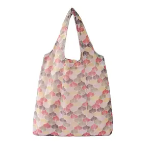 Toptan alışveriş arabası büyük PP Polyester çanta ile pamuk kolu özel Logo ve leopar desen moda saplı çanta