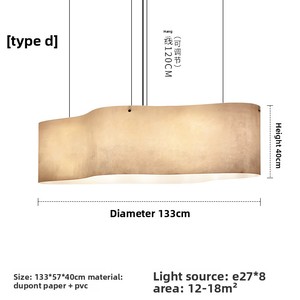 Lustre linéaire en <span class=keywords><strong>papier</strong></span> Wabi-Sabi de style Mid-Century, suspension design rétro <span class=keywords><strong>japonais</strong></span>, cadre en fer LED, installation facile pour - Product Image 6