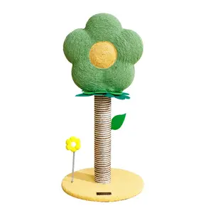 Interactive toy white pink green sisal plush cute cat tree tower for main coon