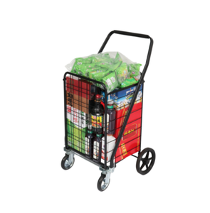 80 किलो की फैक्ट्री कस्टम फर्म पोर्टेबल फोल्डिंग शॉप ट्रॉली की दुकान के साथ सुपरमार्केट के लिए उपयोग में नीचे लोहे की प्लेट समर्थन ट्रॉली की दुकान - Product Image 4