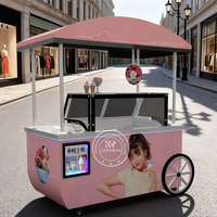 Chariot mobile commercial pour crème glacée et gelato avec roues, chariot de vente de gelato mobile pour la vente de desserts en extérieur