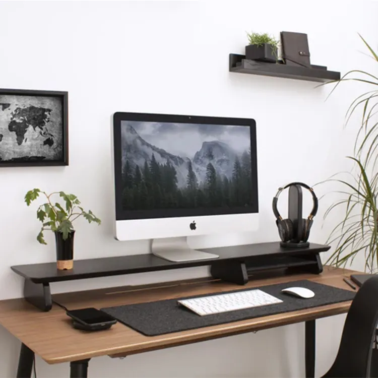 Environmental Computer Desk LCD Stand with Ergonomic Design And Computer Monitor Stand Riser Wood Modern PC Desk