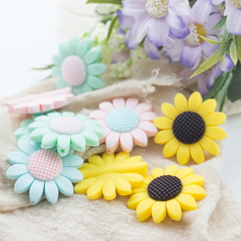 PISSEN Mini Daisy Silicone Beads Daisy Shaped Silicone Beads Wholesale Silicone Flower Beads