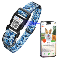 Verstellbares, gepolstertes Hundehalsband mit Neopren-Futter, großem Namensschild, QR-Code, Smart-Funktion und Tarnmuster für Hunde mit Patch