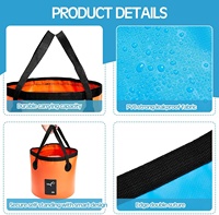 Seau pliable avec poignée Seau pliant pliable portable de 5 gallons Conteneur d'eau pliable pour le camping et la randonnée