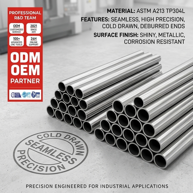 Cold Drawn Stainless Steel Round Tube Seamless High Precision ASTM A213 Grade TP304L 2B Surface Finish Bending Welding Services