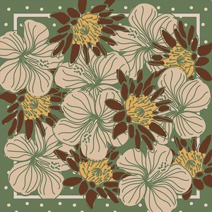 Retro Hibiscus Flower Pattern Polyester <b>Scarf</b> 70*70cm <b>Square</b> Neck <b>Scarves</b> for Women Casual Daily All-match Wear - Product Image 2