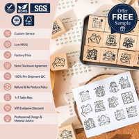 Kit de tampons en caoutchouc en bois motif ours, 12 pièces, boîte en métal, animaux mignons Kawaii pour journalisation, scrapbooking, fabrication de cartes, agenda, décoration DIY