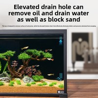 Aquarium de bureau rectangulaire de luxe en verre ultra-transparent avec filtre arrière intégré et auto-circulant pour poissons rouges et tortues