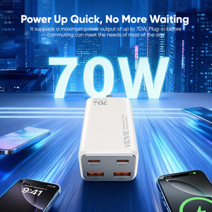 อะแดปเตอร์แปลงไฟอเนกประสงค์ <span class=keywords><strong>VIDVIE</strong></span> แบบปลั๊ก US พร้อมพอร์ต USB Type-C คู่ รองรับ GaN PD 3.0 กำลังไฟ 70W ชาร์จเร็ว พร้อมสายชาร์จ - Product Image 3
