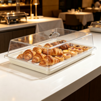 Plateau de présentation alimentaire en acrylique transparent avec poignée, protection anti-poussière pour pâtisseries et pains, idéal pour restaurants, buffets, vente en gros, OEM
