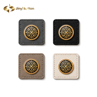 Écusson en cuir personnalisé Jinyi avec logo de marque, bordure cousue, structure de couture, OEM ODM, pour hijab