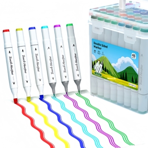 Pennarelli a Doppia Punta a Base Acrilica in 120 Colori |   Logo Personalizzato Non Tossico e Permanente per Studenti, Artisti e Progetti Fai-da-Te - Product Image 1