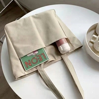 Bolsa de Tela de Algodón Reciclable Personalizada Promocional con Bolsillo, Logotipo Impreso, Color Natural