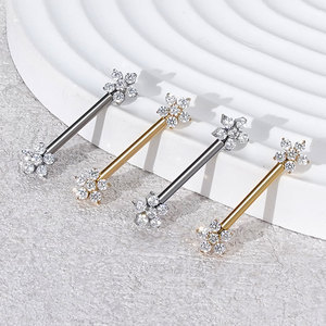 <span class=keywords><strong>Piercing</strong></span> de Titanio con Barra Recta, Extremos de Corazón de Mariposa con Circonita Cúbica, Rosca Interna, Joyería Sexy para <span class=keywords><strong>Piercing</strong></span> de Pezón para Mujer - Product Image 3