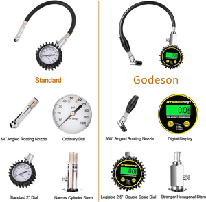 เกจวัดลมยางดิจิตอล LCD 200PSI พร้อมสายยืดหยุ่นและหัวต่อแบบงอ DGH19 เกจวัดลมยางดิจิตอล - Product Image 2