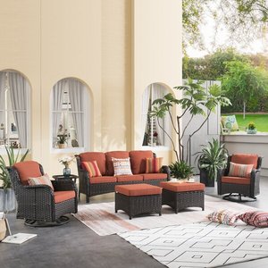 Rotin rotin rotatif extérieur patio sectionnel conversation rotin pivotant meubles de jardin canapé ensemble - Product Image 1