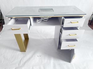 Muebles Modernos para Salón de Belleza, Mesa de Manicura Individual Blanca con Colector de Polvo - Product Image 3
