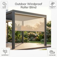 Stores à enroulement motorisés modernes en tissu pour extérieur, résistants au vent, avec fermeture éclair, pour patio, gazebo, taille personnalisée, imperméables, robustes, pare-soleil