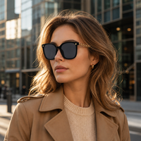 Nouvelles lunettes de soleil rétro coréennes tendance avec monture PC premium, verres optiques confortables UV400 et branches miroir à chaîne