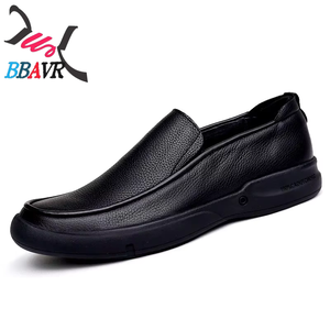 Chaussures habillées pour hommes grande taille, en cuir de vachette véritable avec doublure en maille lumineuse, semelle intérieure souple en PU, fermeture à lacets, style plateforme pour le bureau - Product Image 1