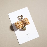 Nouveau porte-clés cœur imprimé léopard 2026, pendentif de sac brodé doux avec nœud, cadeau créatif pour vous