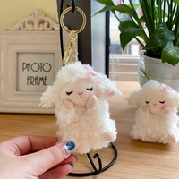 Llavero de Peluche de Cordero Blanco Personalizado, Colgante de Oveja Suave y Rizada con Bordado, Regalo Navideño para Niñas