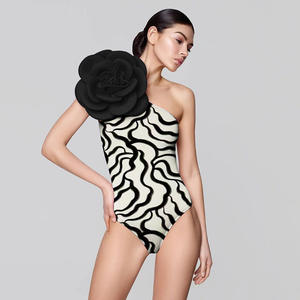 2024 Nieuwe 3d Bloem Één Schouder Eendelig Badpak Voor Vrouwen Badkleding Met Rok Badpak Monokini Strand Bodysuit Strandkleding - Product Image 4