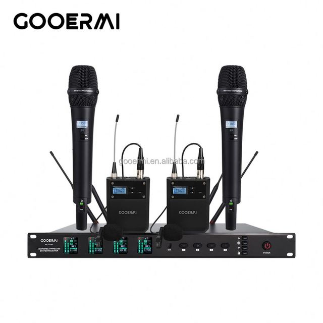 DP40 4-Channel True Diversity Wireless Mic System with 2 Handheld & 2 Bodypack Transmitters, UHF Cordless Lavalier Set