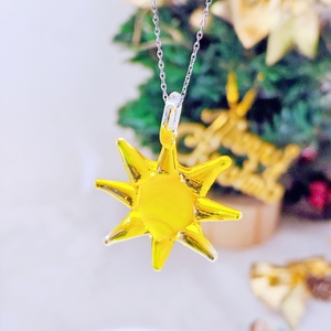 Collana con Ciondolo Girasole in <span class=keywords><strong>Vetro</strong></span> di <span class=keywords><strong>Murano</strong></span> Fatto a Mano, Girocollo Trendy con Perline Artigianali - Product Image 5