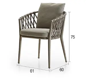 गर्म बेचने के सस्ते एल्यूमिनियम फ्रेम बिस्ट्रो कुर्सी रस्सी बगीचे कुर्सी आउटडोर आँगन कुर्सियों