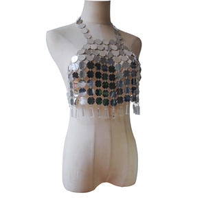 Femmes Y2K Sexy alliage <span class=keywords><strong>bijou</strong></span> corps chaîne brillant <span class=keywords><strong>dos</strong></span> <span class=keywords><strong>nu</strong></span> gland harnais pour fête <span class=keywords><strong>de</strong></span> mariage Clubwear plage soutien-gorge avec paillettes en métal - Product Image 5