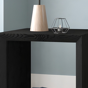 Table d'appoint carrée moderne noire avec étagère inférieure ouverte pour salon ou chambre à coucher - Product Image 5