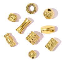 Perles entretoises à grands trous en acier inoxydable plaqué or 18 carats pour la fabrication de bijoux et bracelets DIY - Vente en gros