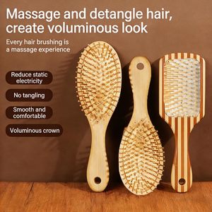 Cepillo para el Cabello de Bambú Natural con Cojín y Tecnología Láser, Juego de Cepillos Desenredantes Ovalados con Logotipo Personalizado y Caja para Mujer - Product Image 2