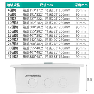 Boîte de distribution électrique Tengen Tianzheng Pz30, 24 circuits, boîte de terminaison encastrée ou à montage en surface - Product Image 4