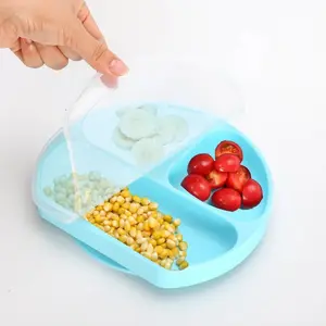 Piring hisap silikon 100% mangkuk silikon balita anak piring dibagi alat makan dengan fitur hisap | Bayi Led menyapih