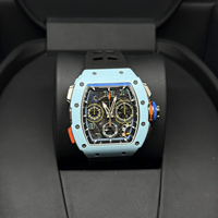 Vente directe d'usine, montre automatique mécanique pour homme en titane avec boîtier en fibre de carbone 6501NTPT, chronographe, or rose 18 carats, bracelet en caoutchouc