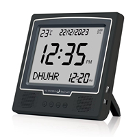 Nouvelle Arrivée 2026 FAJ-115 Horloge de Prière Musulmane Carrée avec Rappel de l'Heure de l'Athan, Alarme de Prière, Horloge de Table Islamique pour Mosquée