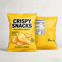 Sachet de chips de pommes de terre professionnel, non toxique, en matériau personnalisé, avec fermeture arrière, sans odeur