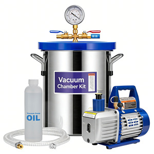 3/5/7 Gallon Stainless Steel <strong>Vacuum</strong> Degassing Chamber Kit with Single Stage Double Stage <strong>Vacuum</strong> <strong>Pump</strong> Set - Product Image 1