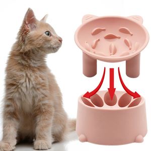 Wholesale Portable Protect Cervical Spine Elevated <b>Silicone</b> Cat Feeding <b>Bowl</b> - Product Image 4